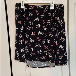 Hollister black floral wrap skirt